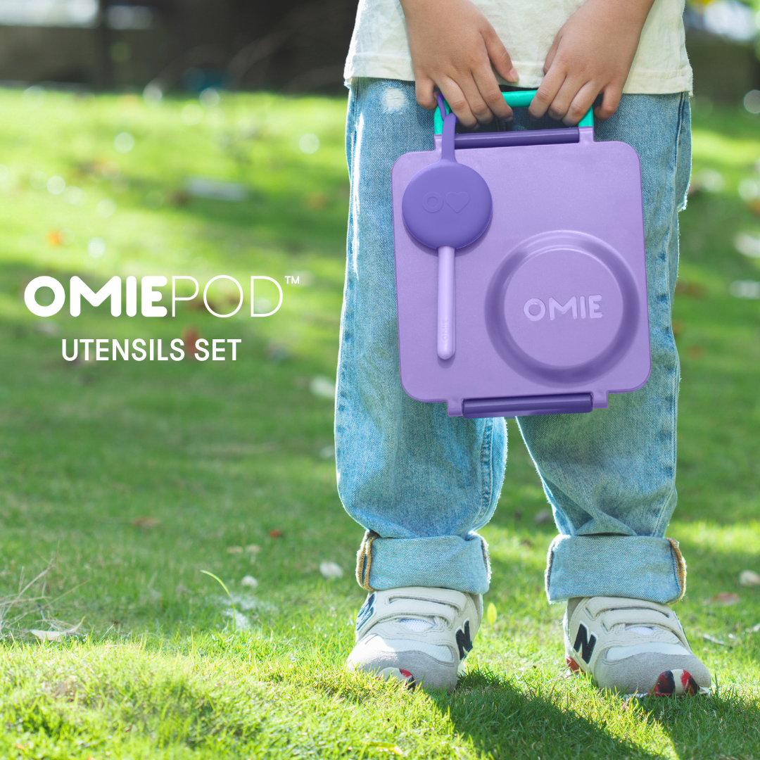 Omiebox - OmiePod Paarse Siliconen Vork en Lepel Set