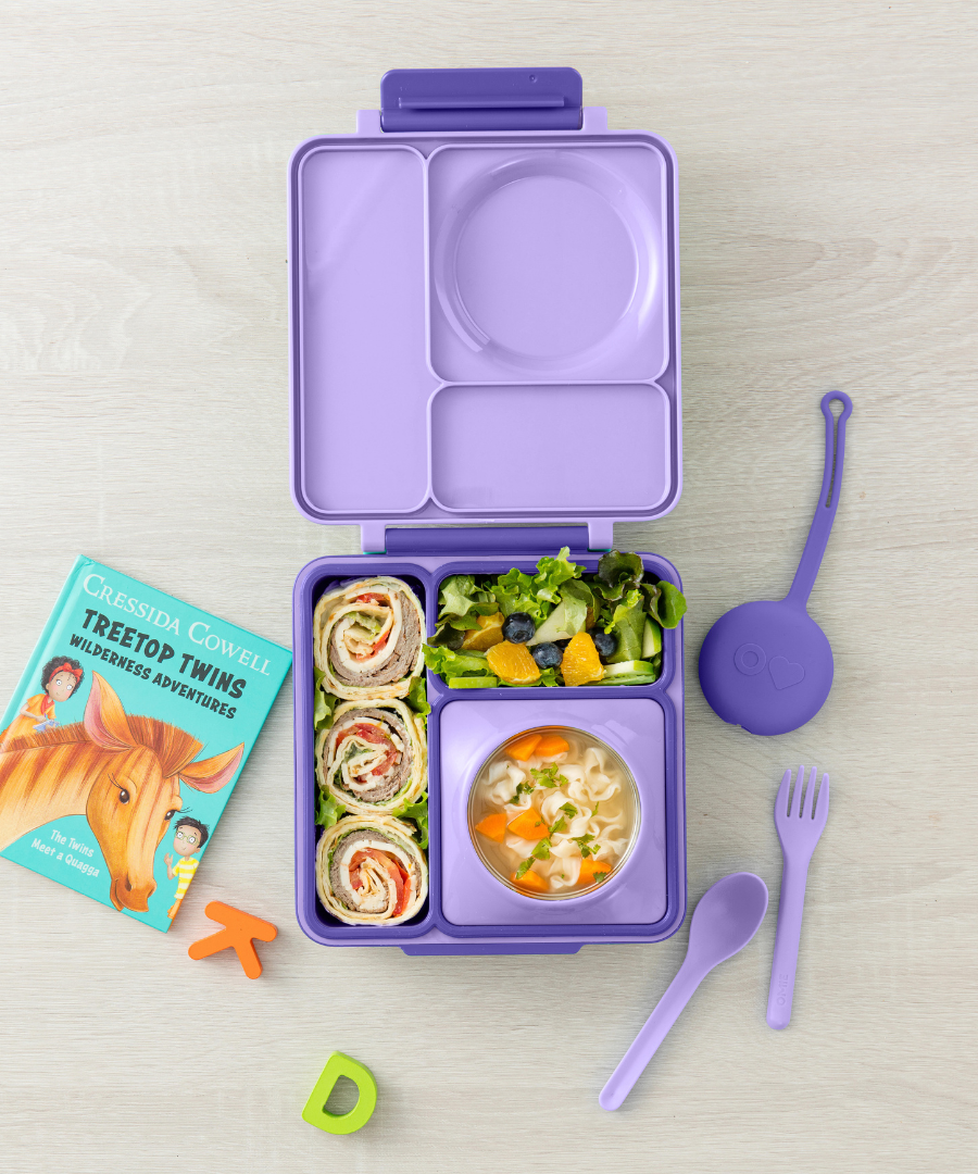 Omiebox - OmiePod Paarse Siliconen Vork en Lepel Set