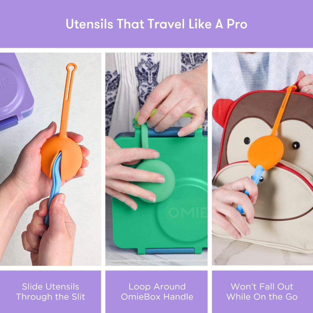 Omiebox - OmiePod Paarse Siliconen Vork en Lepel Set