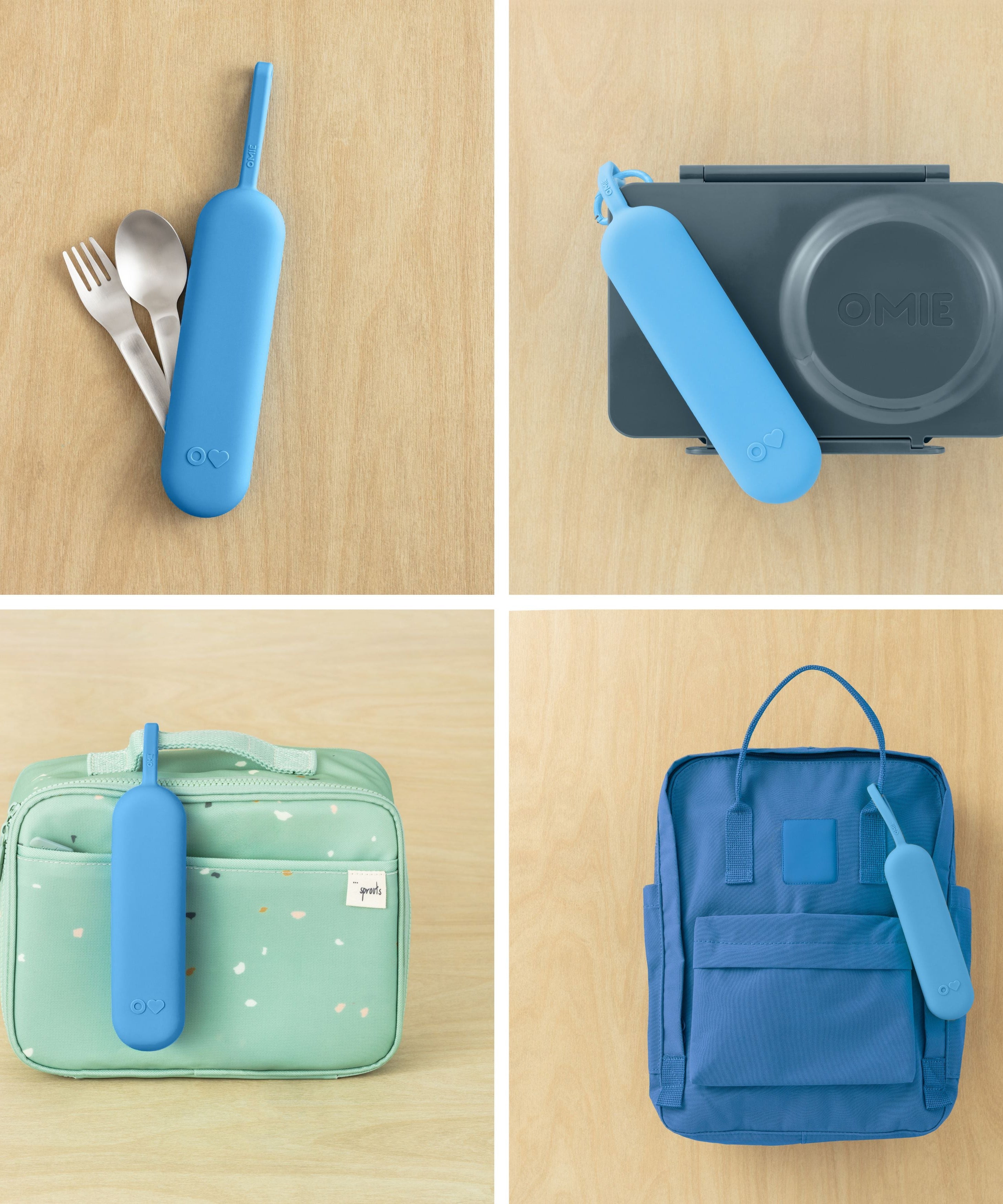 Omiebox - OmiePod UP Azure Siliconen Vork en Lepel Set