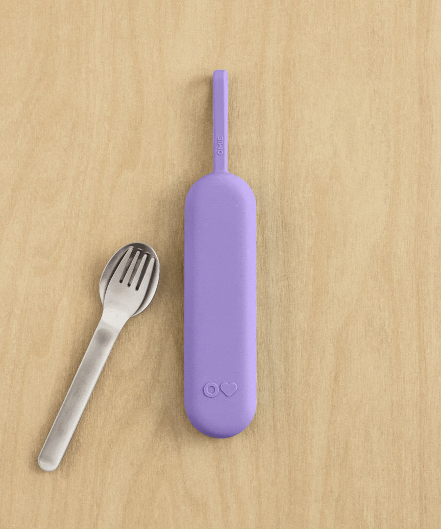 Omiebox - OmiePod UP Violette Siliconen Vork en Lepel Set