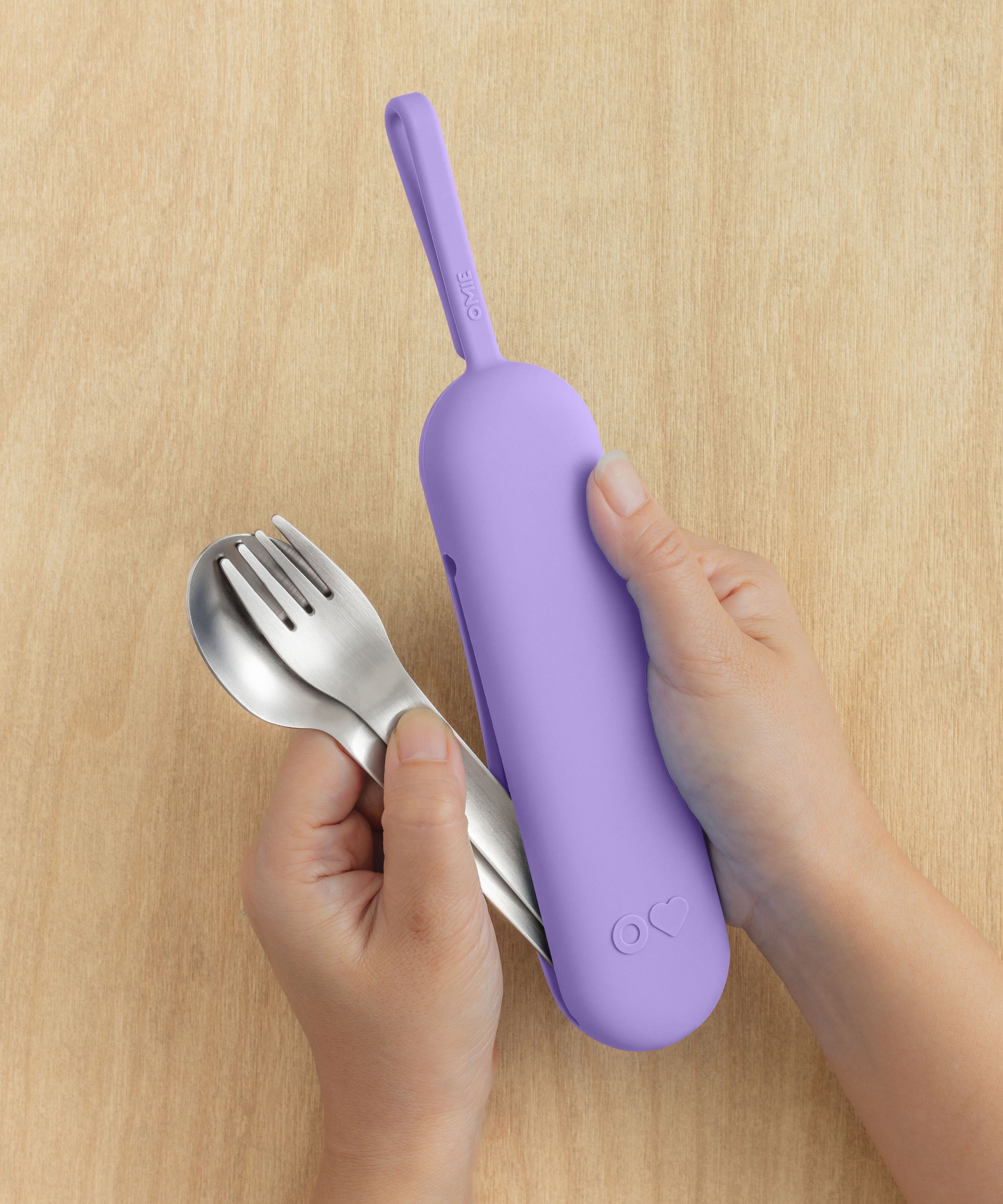 Omiebox - OmiePod UP Violette Siliconen Vork en Lepel Set