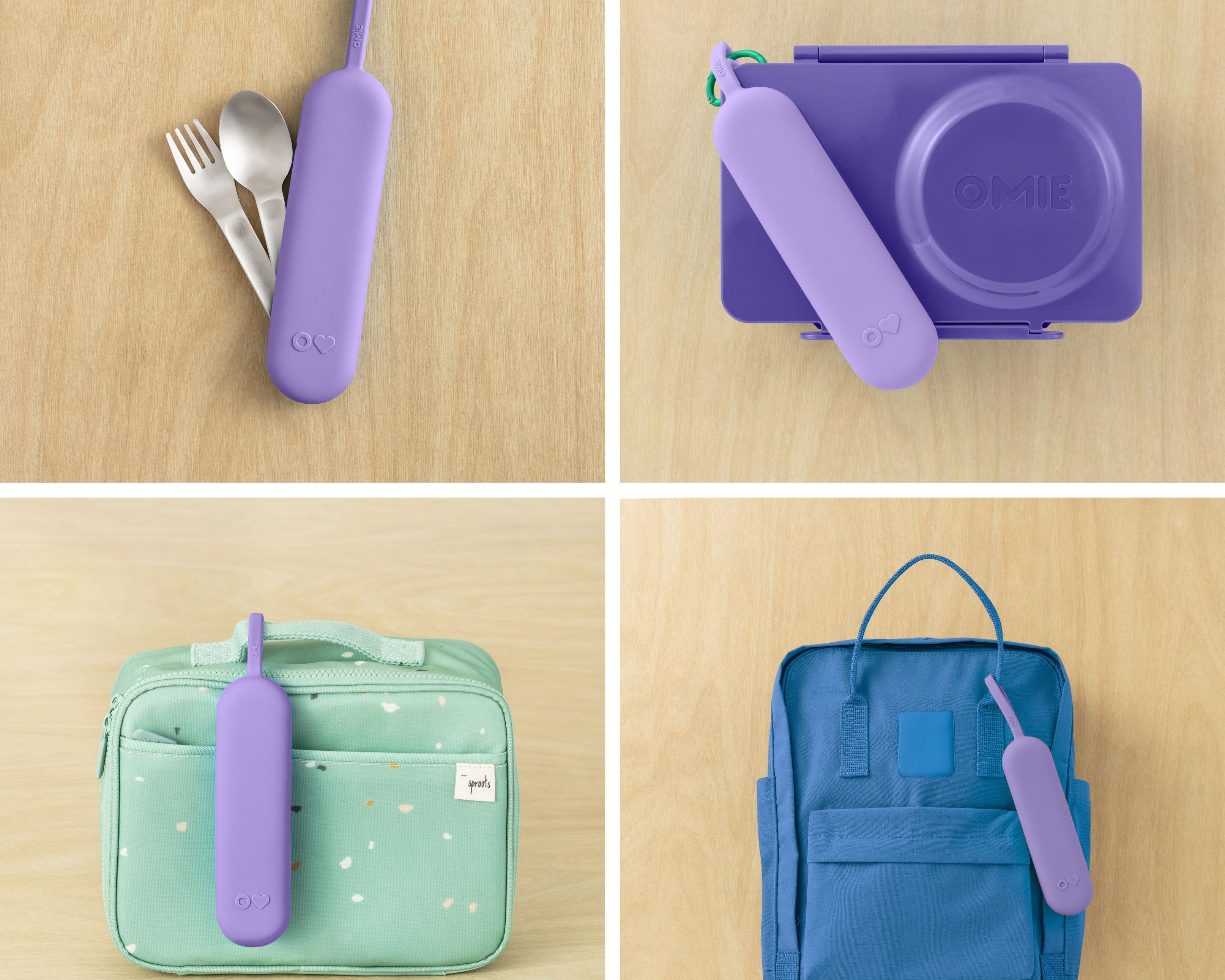 Omiebox - OmiePod UP Violette Siliconen Vork en Lepel Set