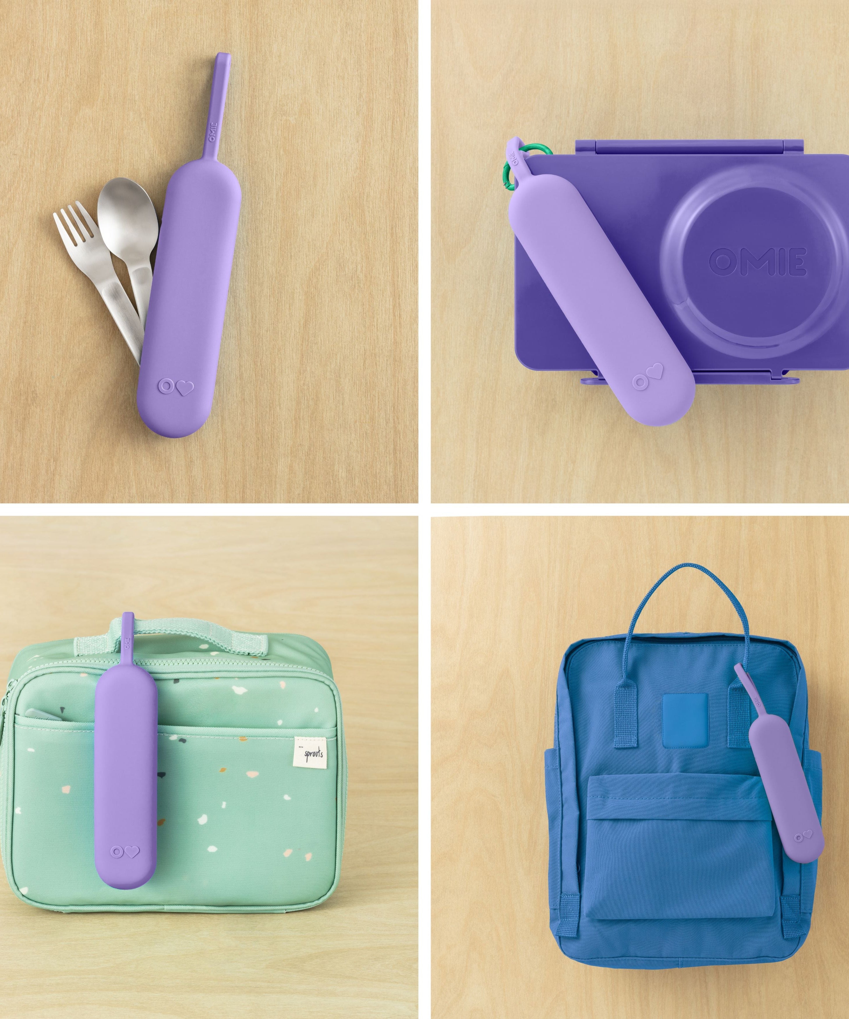 Omiebox - OmiePod UP Violette Siliconen Vork en Lepel Set