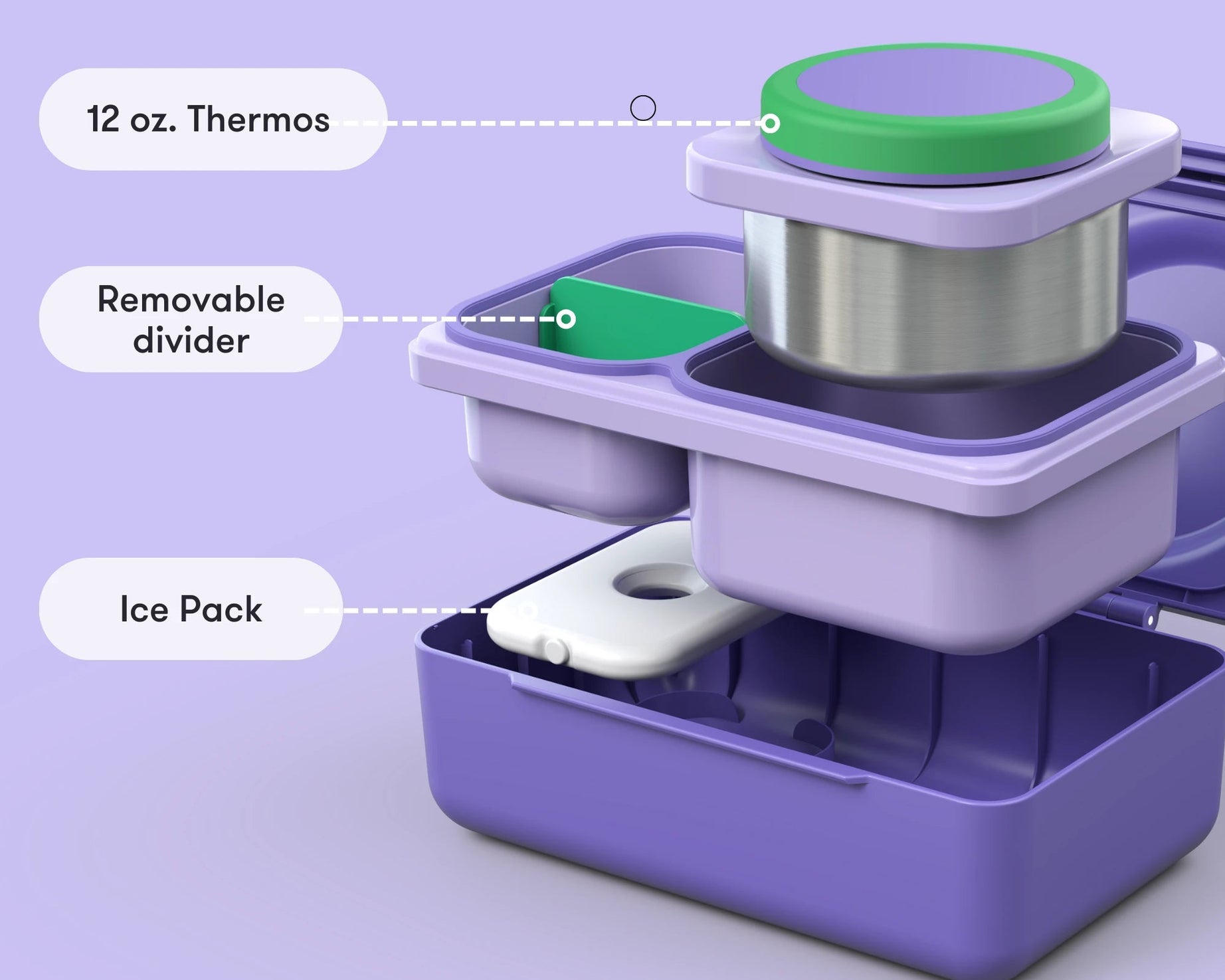 Omiebox - UP Warmte Geïsoleerde 2e Generatie Galaksi Paarse Bento Lunchbox