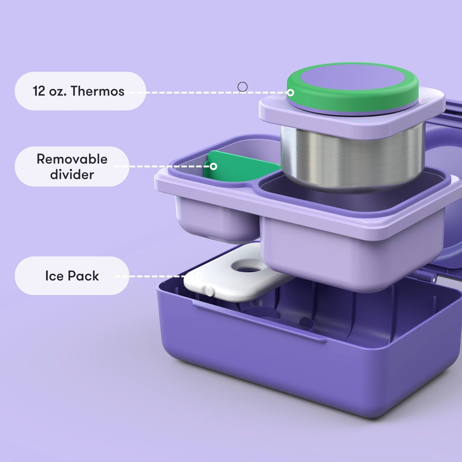 Omiebox - UP Warmte Geïsoleerde 2e Generatie Galaksi Paarse Bento Lunchbox
