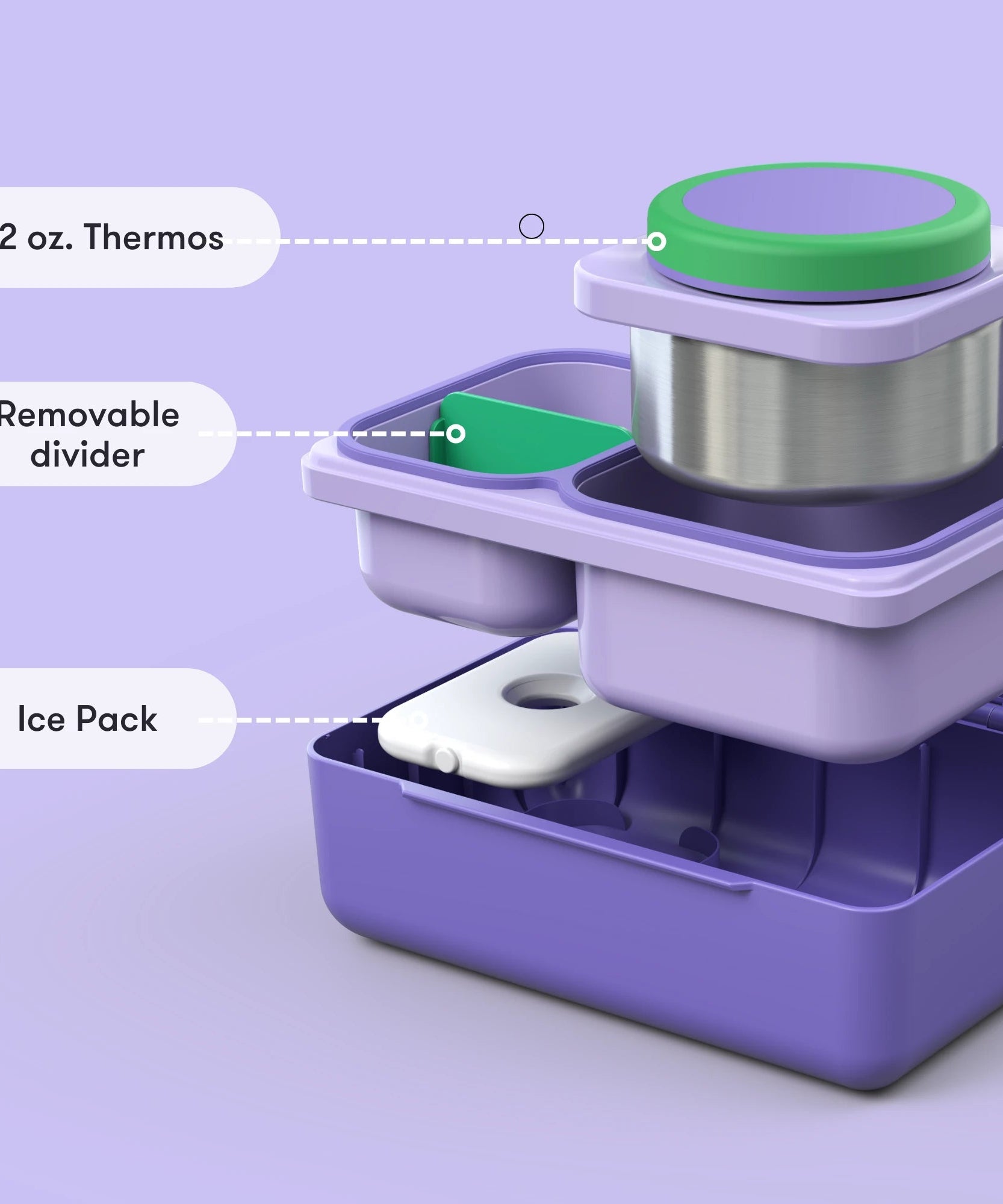 Omiebox - UP Warmte Geïsoleerde 2e Generatie Galaksi Paarse Bento Lunchbox