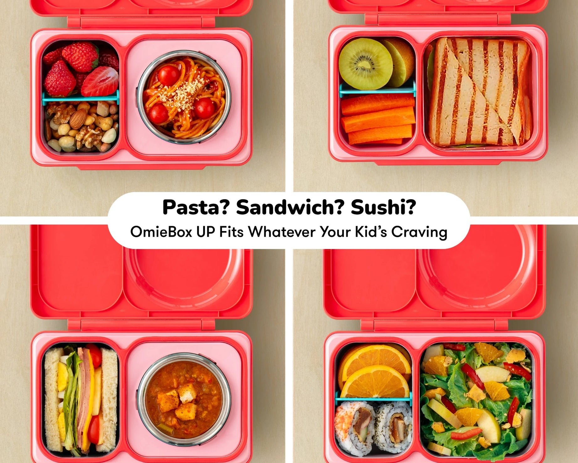 Omiebox - UP Warmte Geïsoleerde 2e Generatie Kersenroze Bento Lunchbox