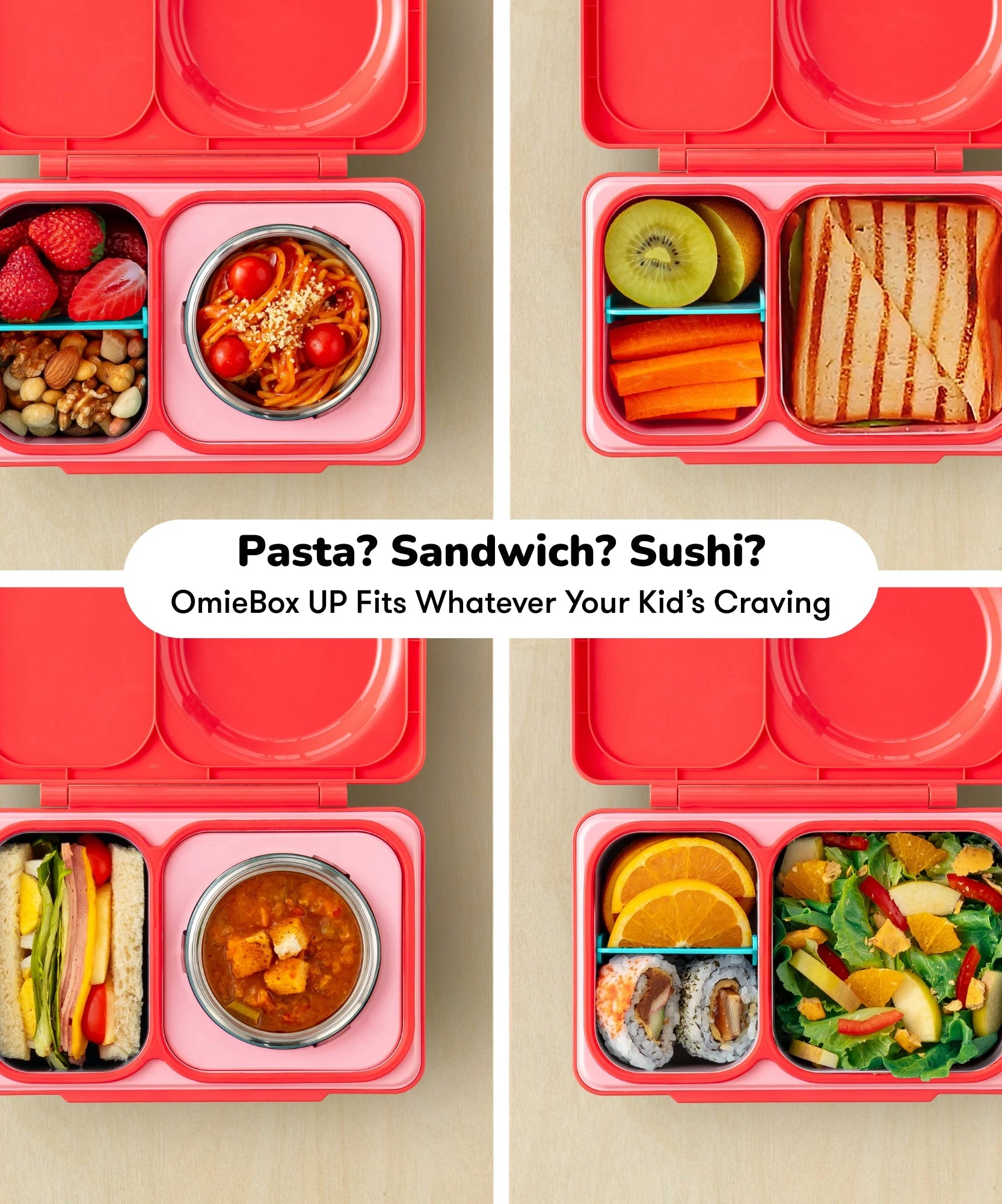 Omiebox - UP Warmte Geïsoleerde 2e Generatie Kersenroze Bento Lunchbox