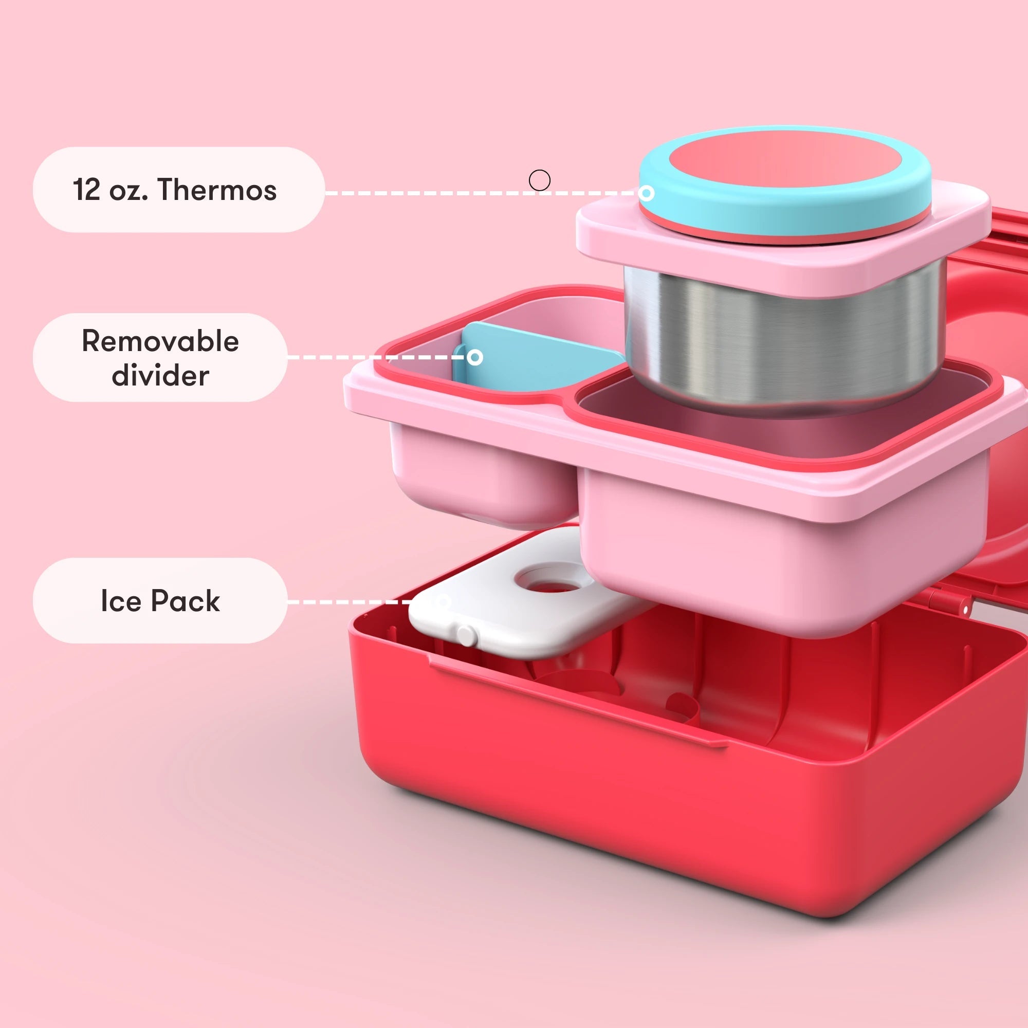 Omiebox - UP Warmte Geïsoleerde 2e Generatie Kersenroze Bento Lunchbox