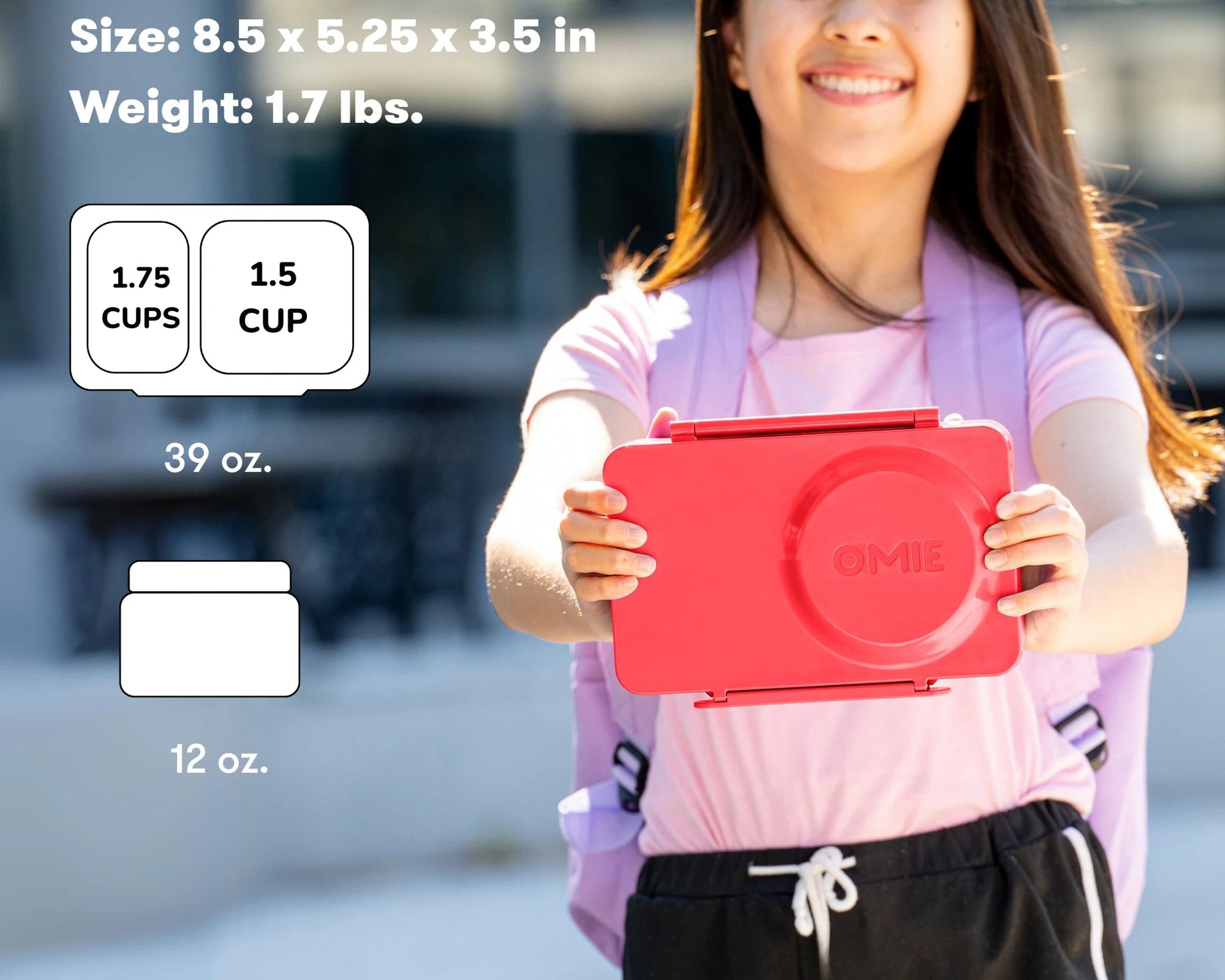 Omiebox - UP Warmte Geïsoleerde 2e Generatie Kersenroze Bento Lunchbox