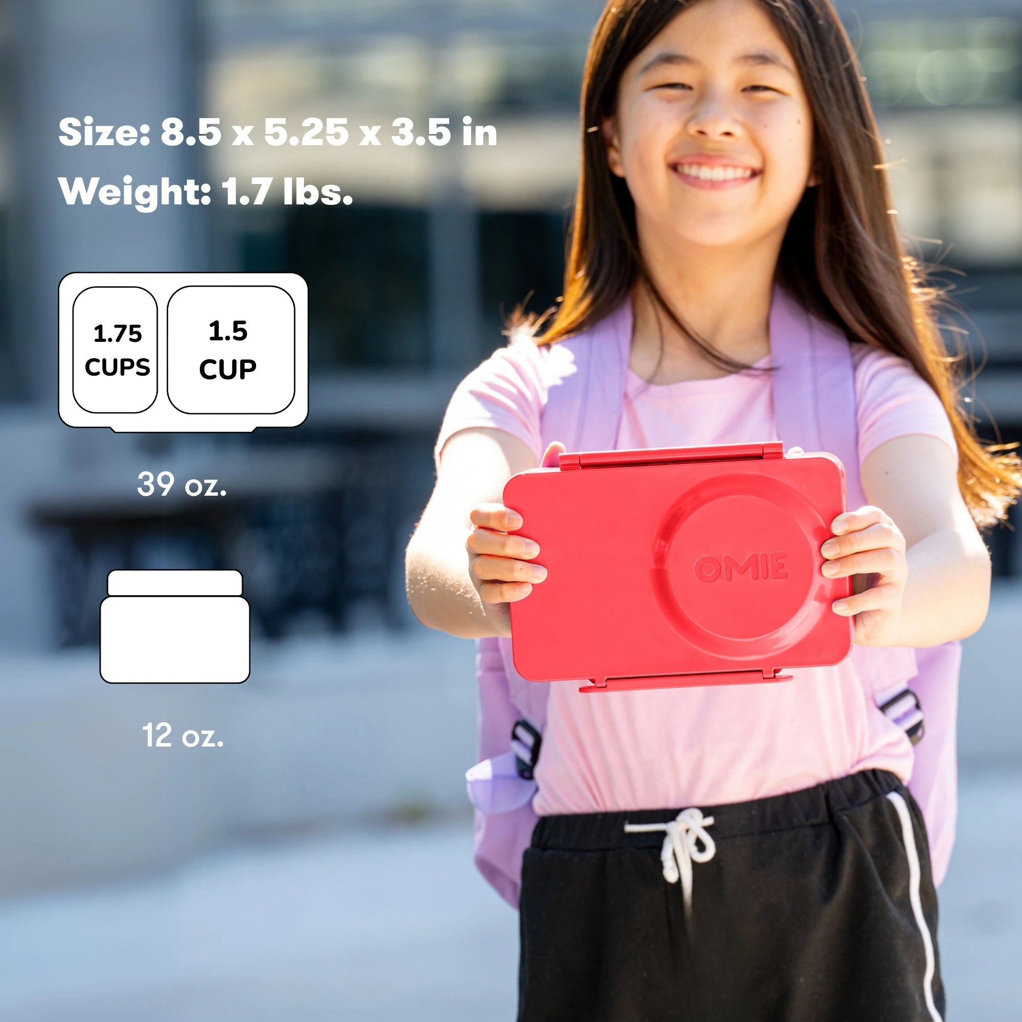 Omiebox - UP Warmte Geïsoleerde 2e Generatie Kersenroze Bento Lunchbox