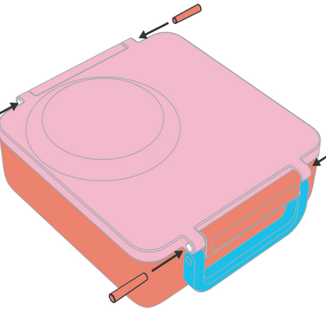 Omiebox - Reserveonderdeel: Hemelsblauwe Klem en Scharnierpen 1 Stuk