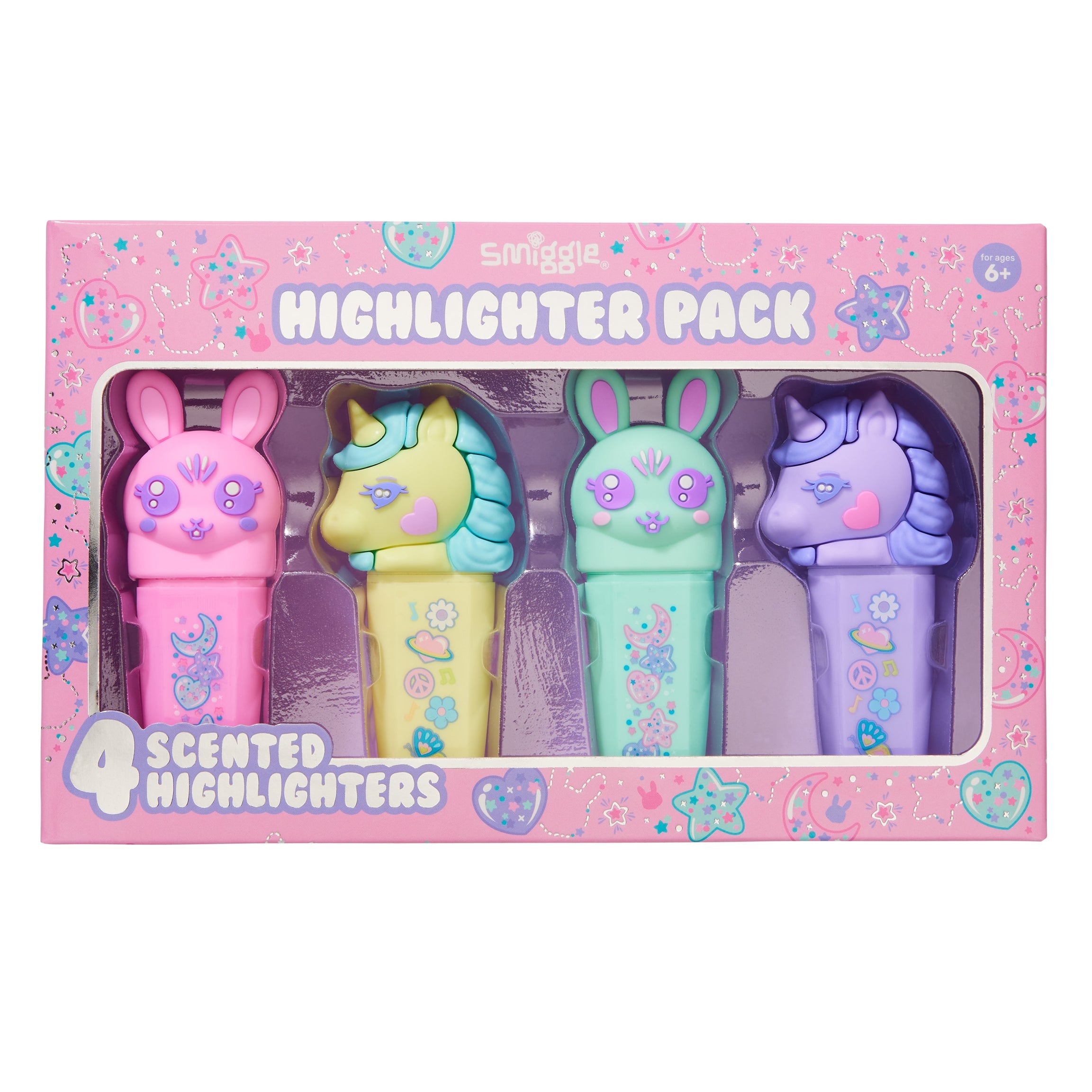 Smiggle - All Stars Geurige Fluorescerende Marker 4-delige Pennenset
