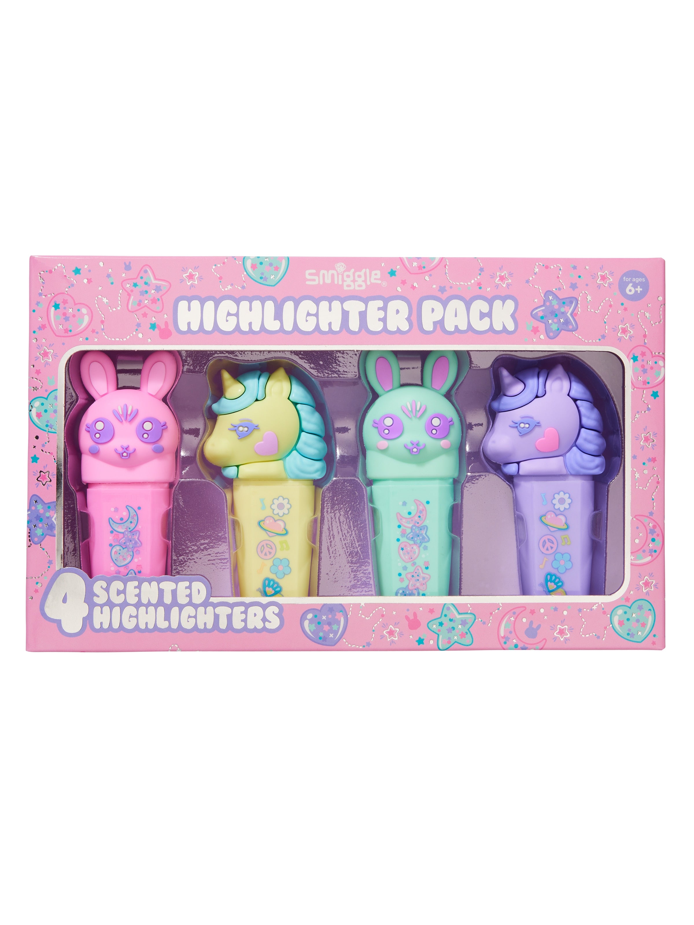 Smiggle - All Stars Geurige Fluorescerende Marker 4-delige Pennenset