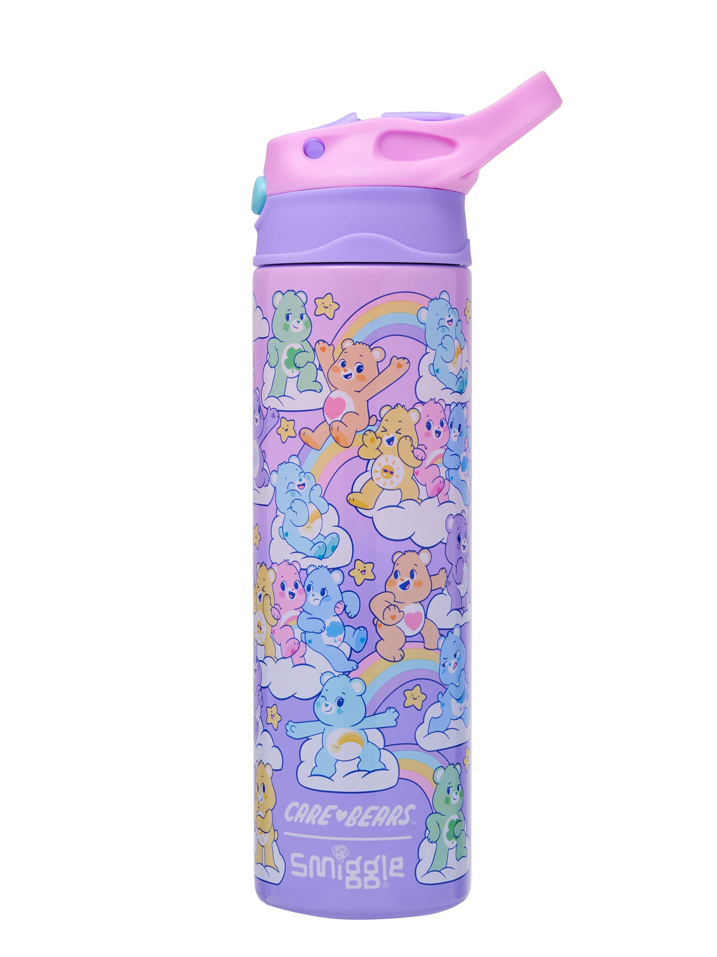 Smiggle - Care Bears 520ML Automatische RVS Drinkfles met Verborgen Rietje