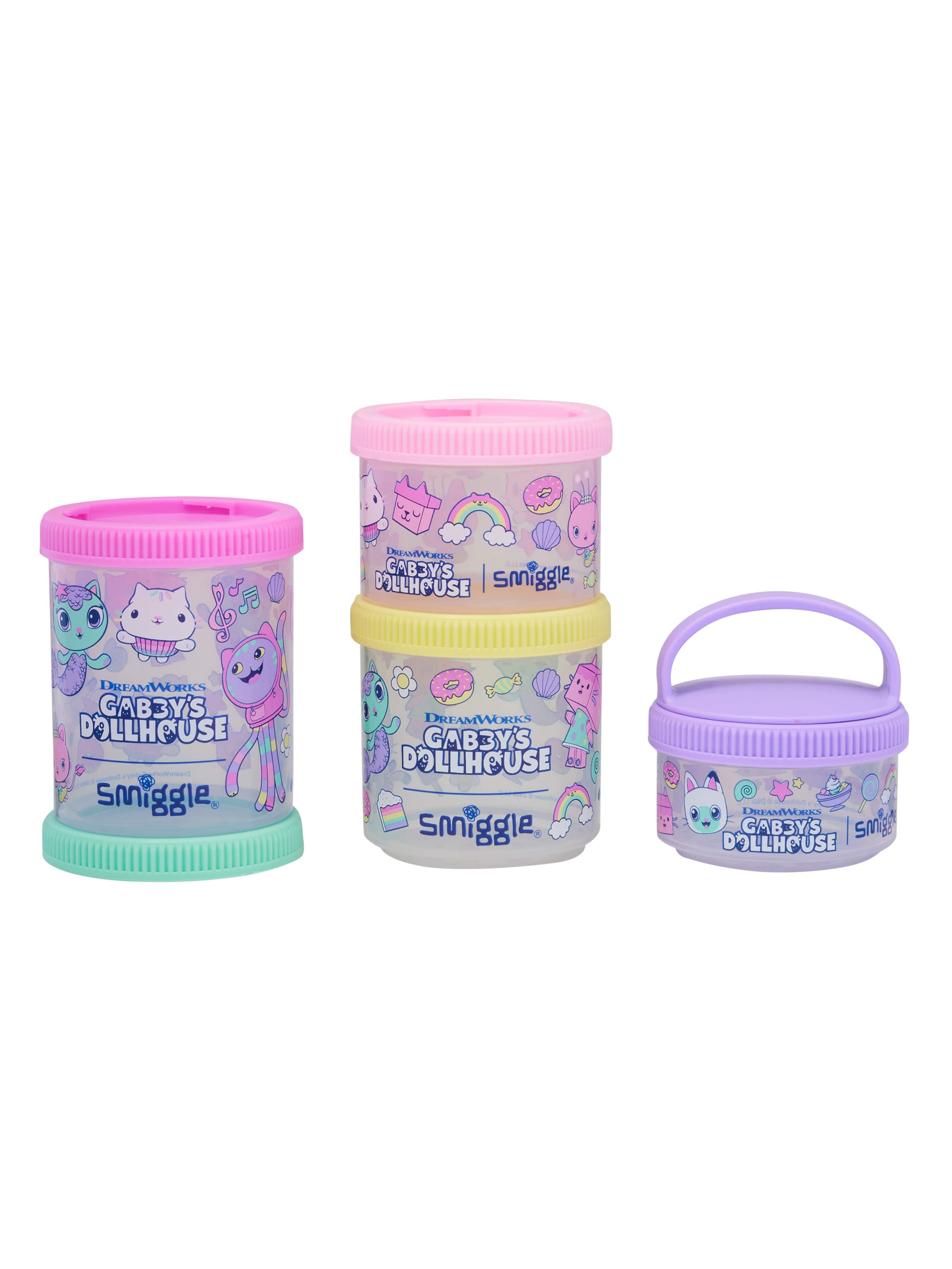 Smiggle - Gabbys Dollhouse 4lü Atıştırmalık Beslenme Kapları - Dinossi