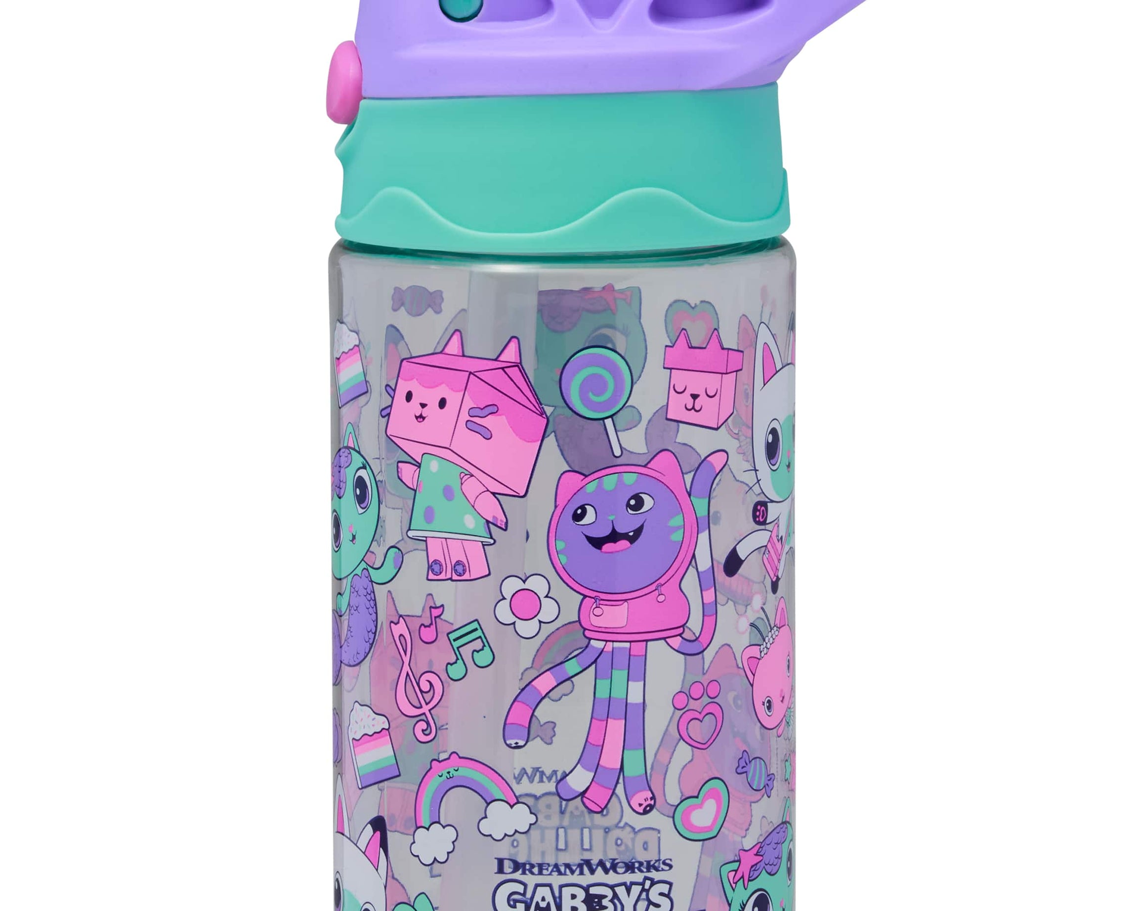Smiggle - Gabbys Dollhouse BPAsız 440ML Gizli Pipetli Suluk - Dinossi