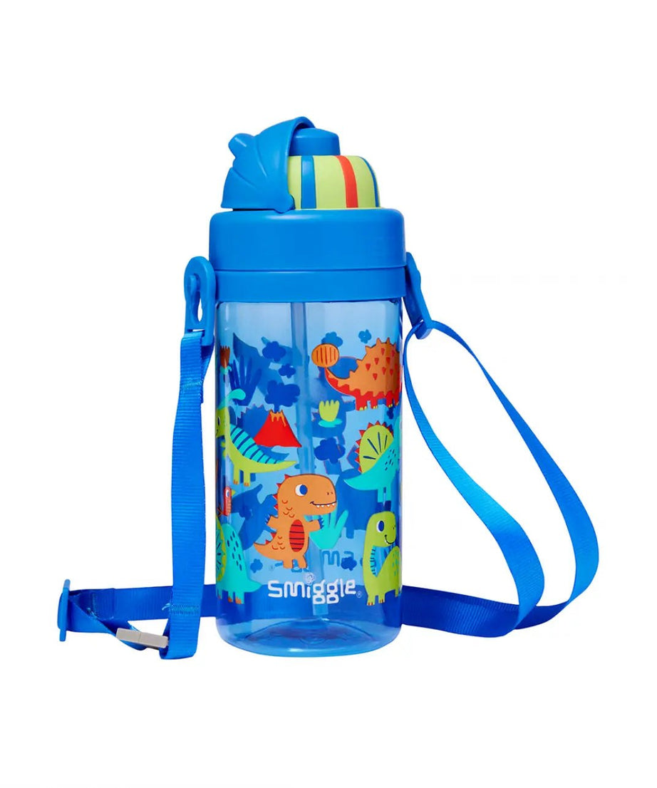 Smiggle - Glide Teeny Tiny Dinossi Ontwerp 400 ML BPA-vrije Waterfles met Verborgen Rietje