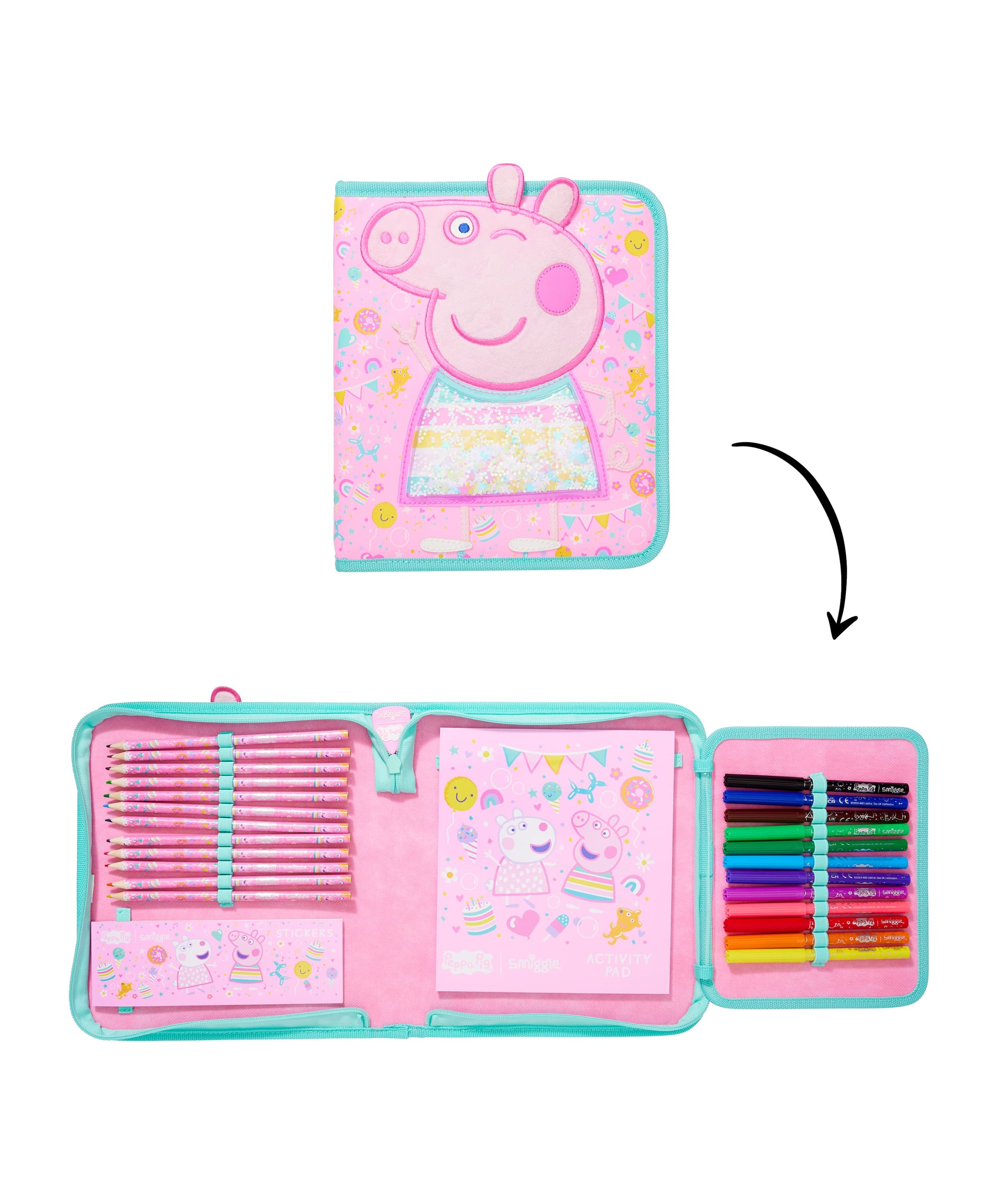Smiggle - Peppa Pig Kalem Kutusu ve Kırtasiye Seti - Dinossi