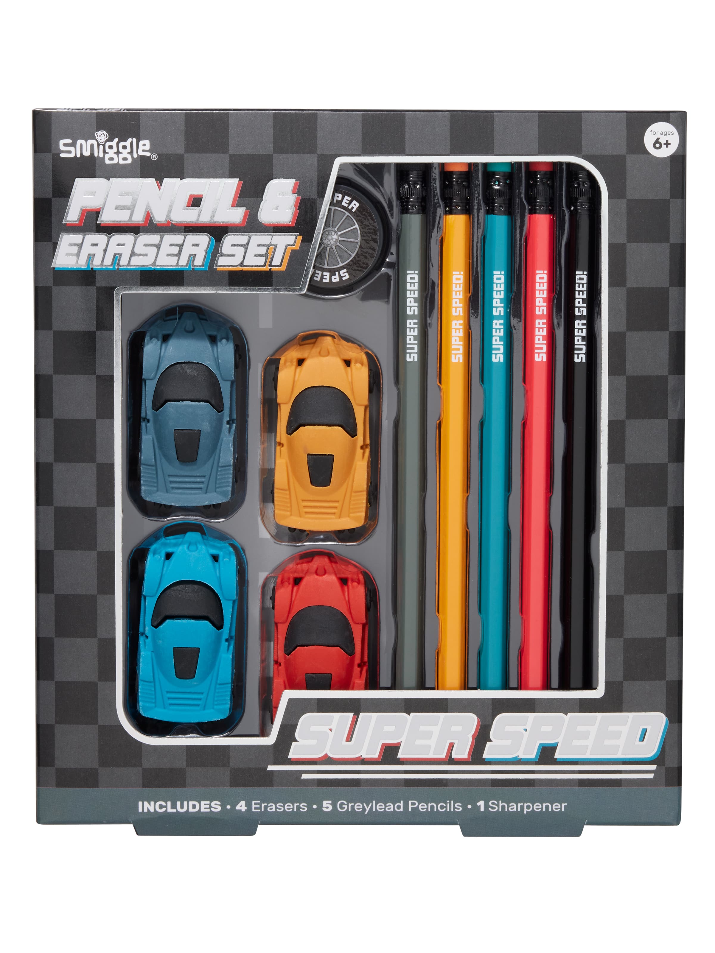 Smiggle - Super Race Pen en Gum Set