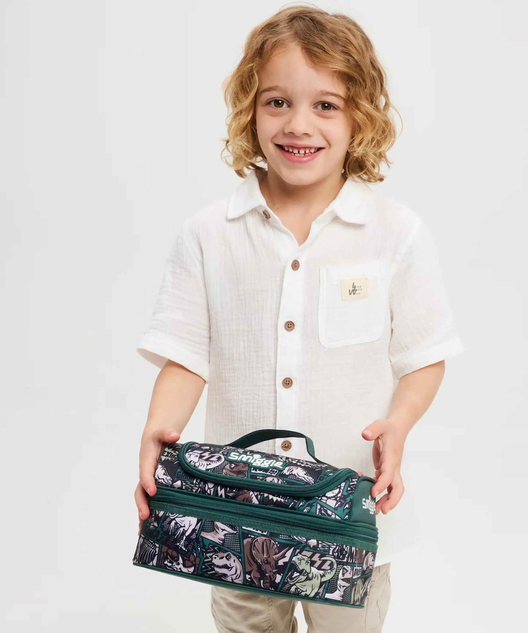 Smiggle - Wonder Çift Katlı Beslenme Çantası - Dinossi
