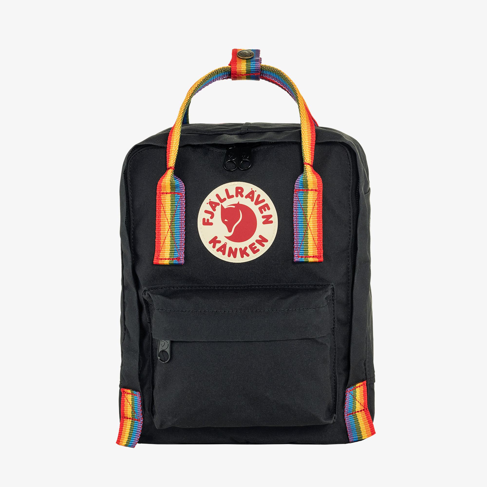 Fjällräven Kånken - Regenboog Mini Unisex Zwarte Rugzak