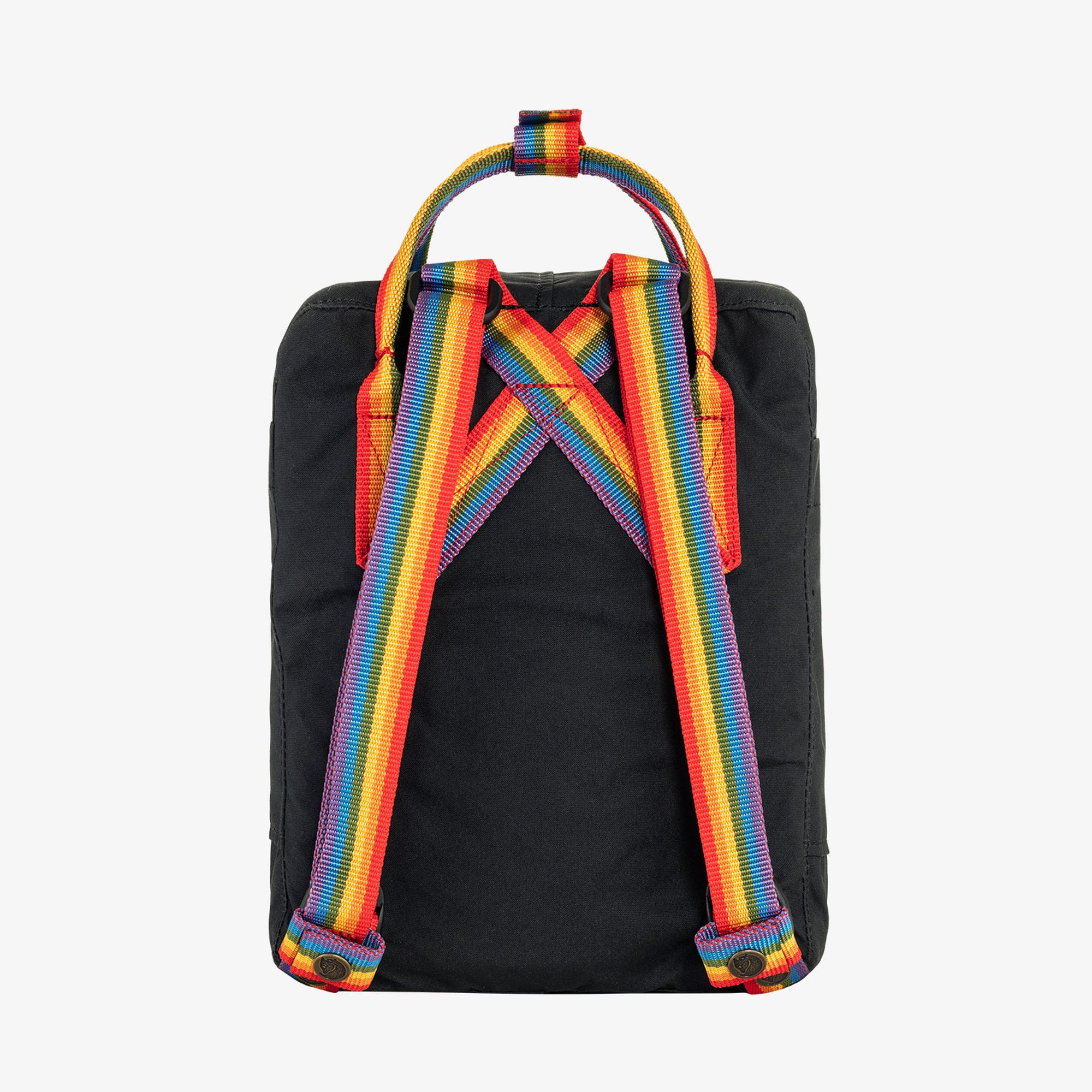 Fjällräven Kånken - Regenboog Mini Unisex Zwarte Rugzak