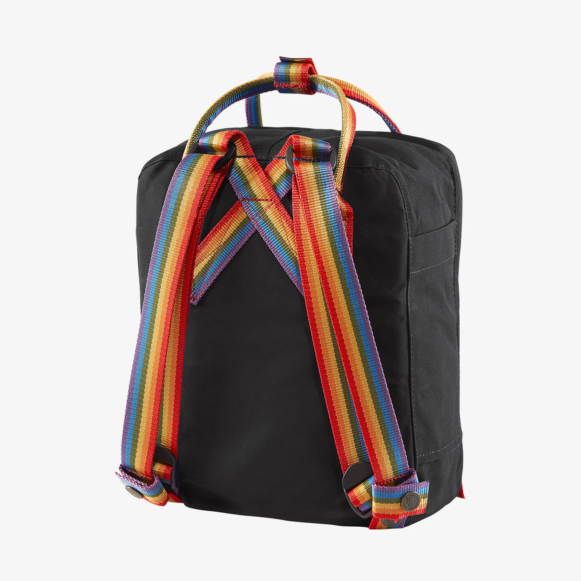 Fjällräven Kånken - Regenboog Mini Unisex Zwarte Rugzak