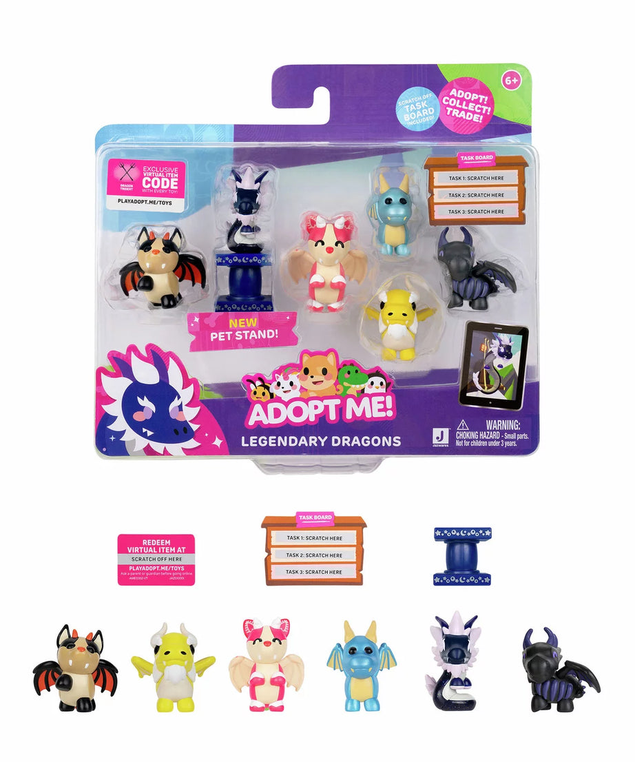 Squishmallows - Adopt Me! 6-delige Legendarische Draken Speelfiguren