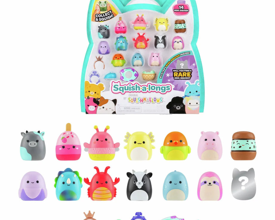 Squishmallows - Squish-a-longs 14 Figuren + Ring Set + 4 Accessoires Speciale Serie Speelgoed