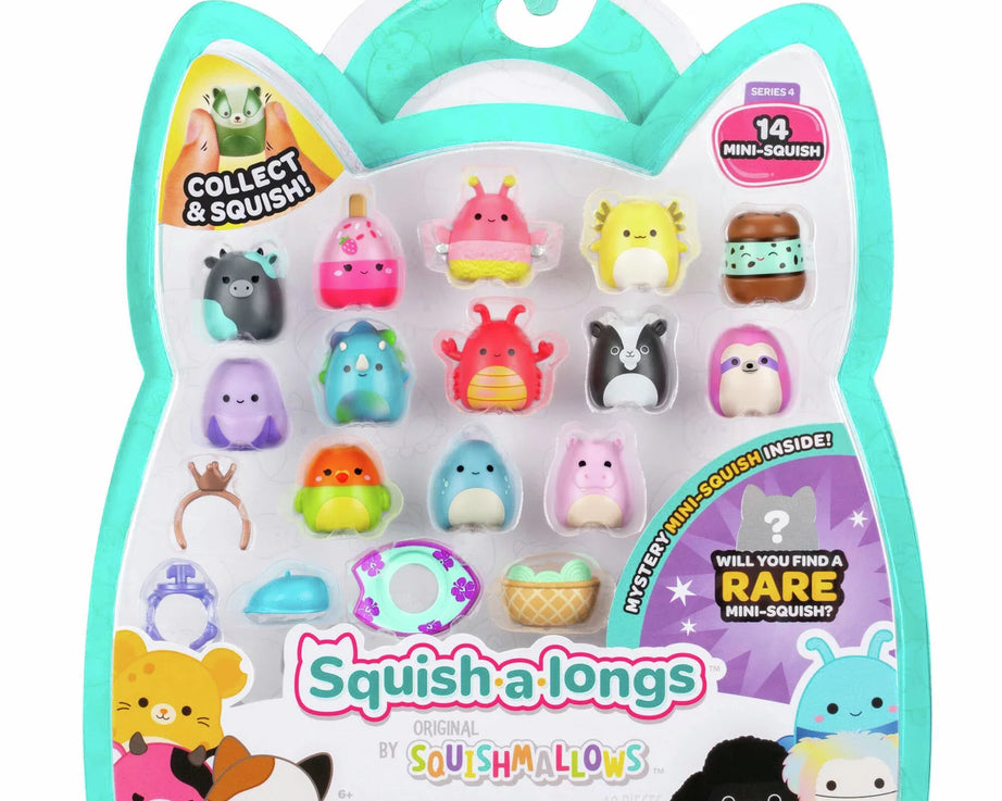 Squishmallows - Squish-a-longs 14 Figuren + Ring Set + 4 Accessoires Speciale Serie Speelgoed