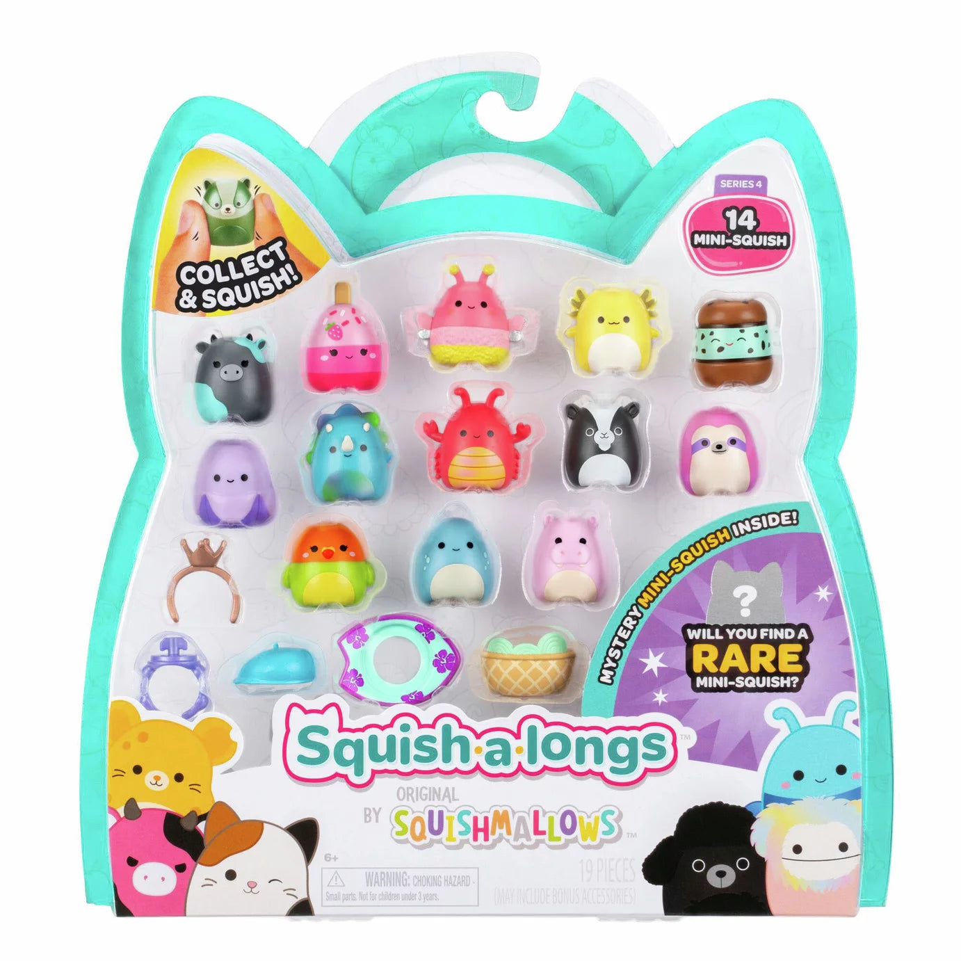 Squishmallows - Squish-a-longs 14 Figuren + Ring Set + 4 Accessoires Speciale Serie Speelgoed